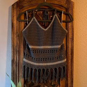 Paper Crane Crochet Knit Halter Top